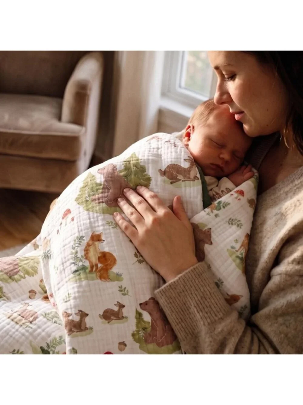Soft Muslin Baby Blanket for Nursery, Double-Layer Minky Toddler Blanket, 30